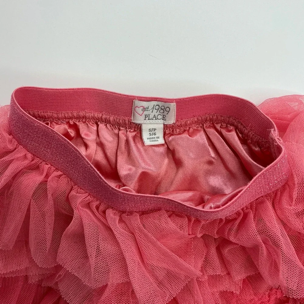The Childrens Place Pink Ombre Tutu Skirt Kids Size 5/6 Tiered Tulle Ruffle